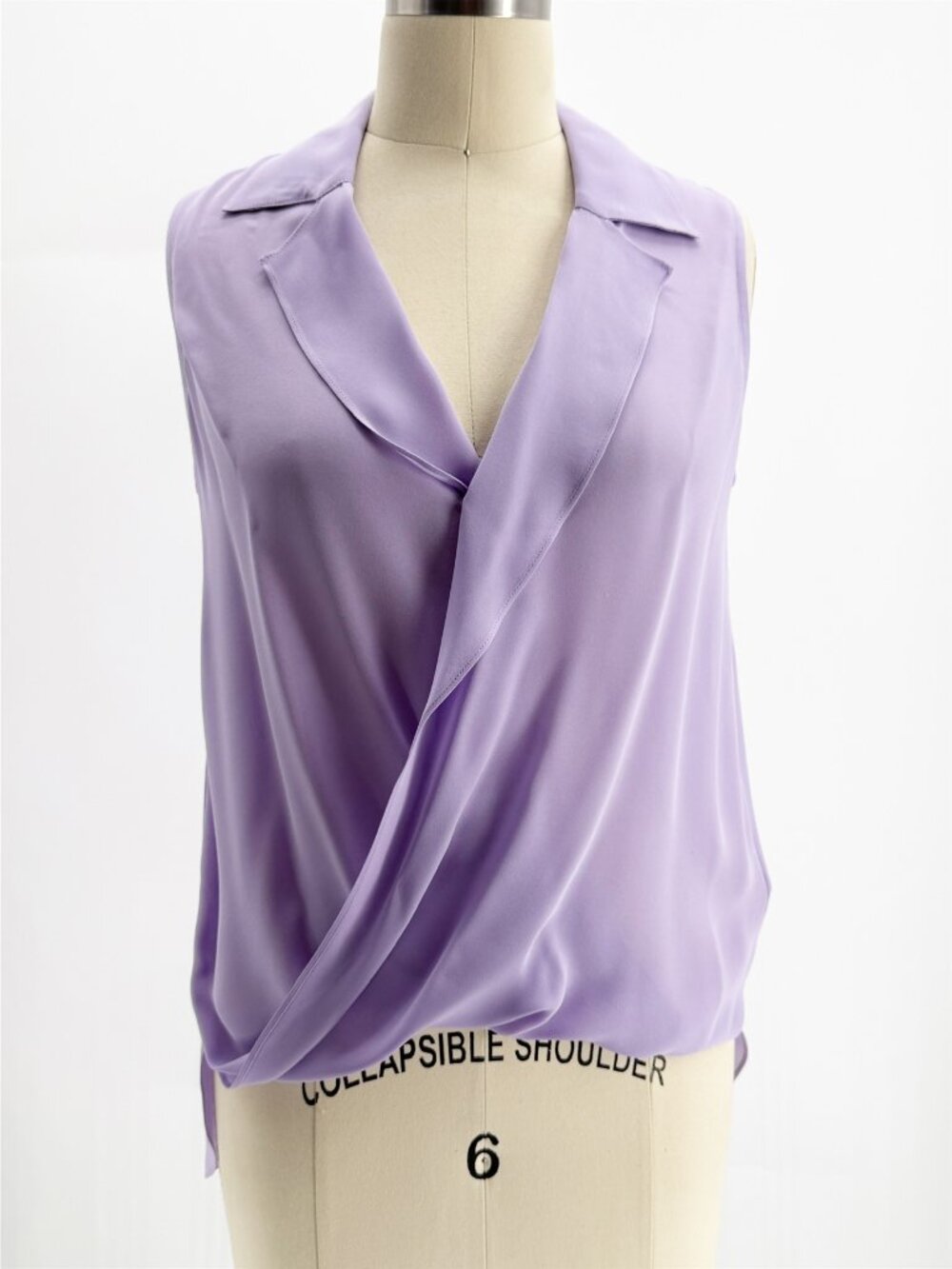 L'agence lilac silk ank top wrap front drape XS